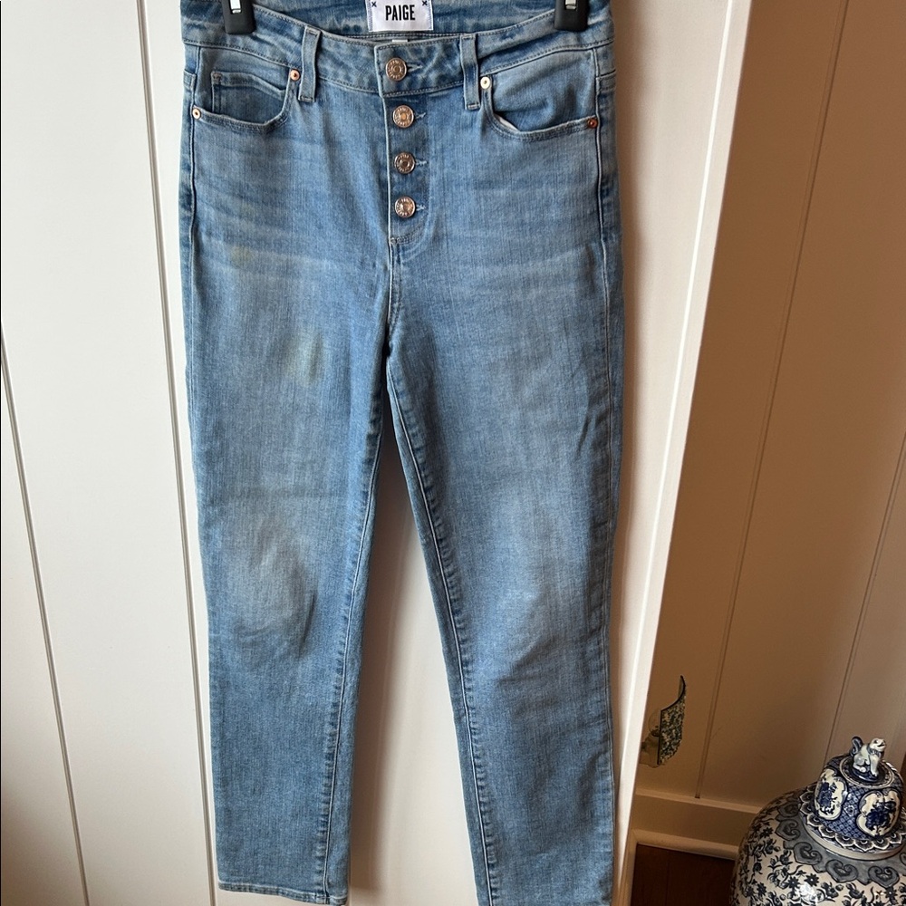 PAIGE Women's Light Blue High Rise Jeans